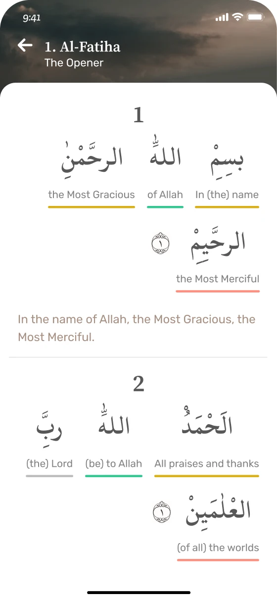 Visualise how many words in a Surah have you know preview
